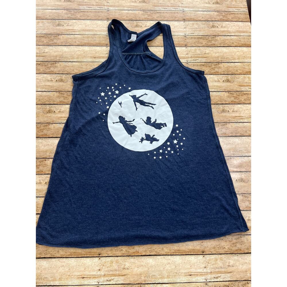 Disney Custom Peter Pan Heather Navy Racerback Tank Medium